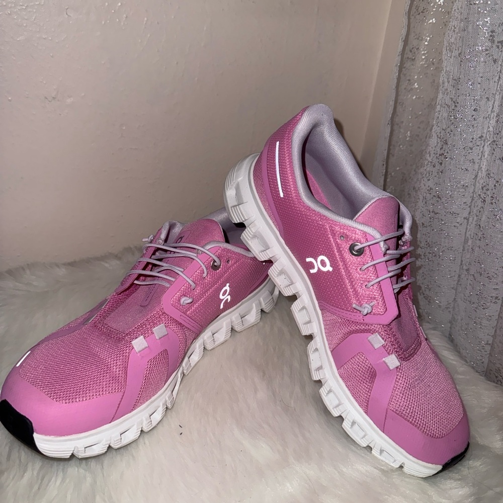 On Running Women's Pink and White Sneakers